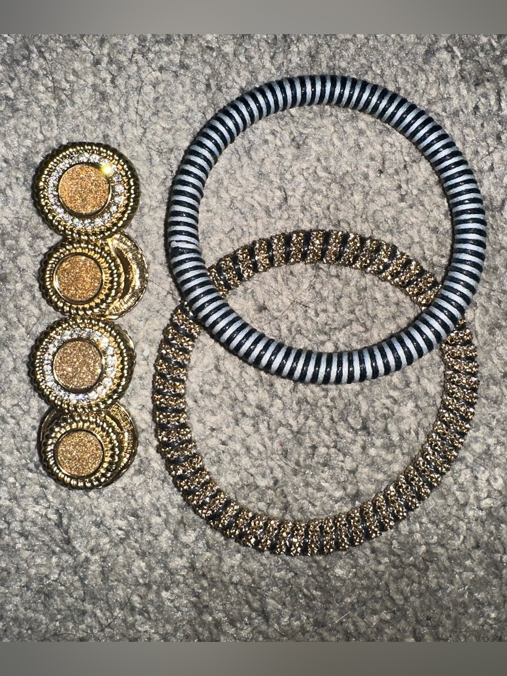 Gold Tone and Navy Blue Accent Women's Bracelet Set